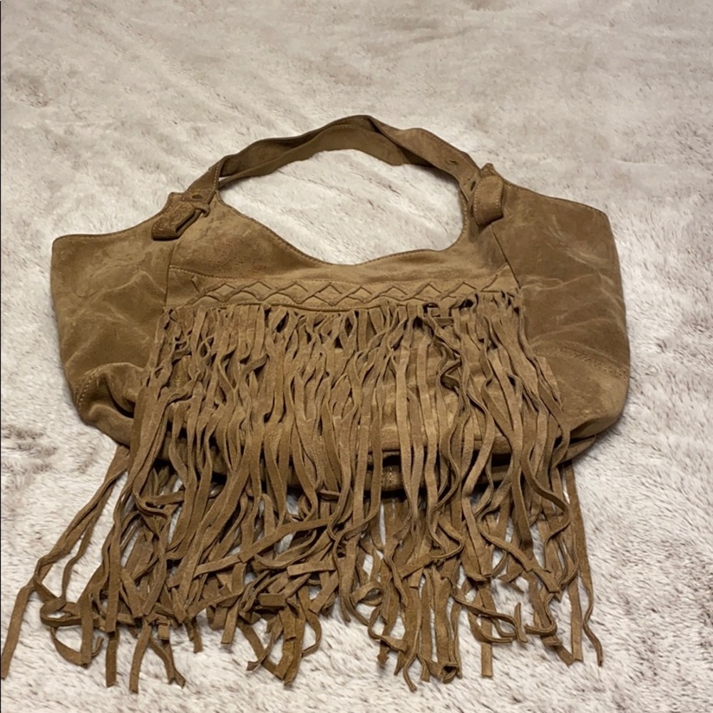 Genuine Suede Leather Fringe Bag